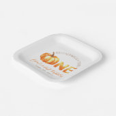 Onze kleine pompoen Waterverf eerste verjaardag Papieren Bordje (Gebogen)