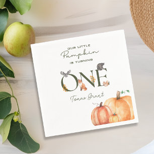 Onze kleine pompoen Woodland Dieren 1e verjaardag Servet