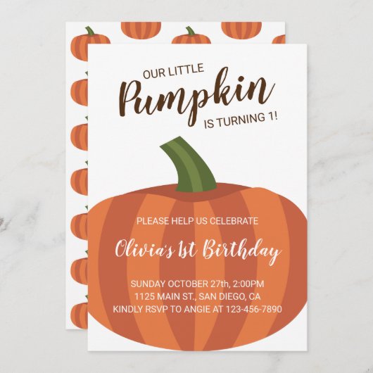 Onze kleine pompoen wordt 1 Herfst 1e Kaart (Voorkant / Achterkant)