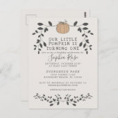 Onze kleine pompoen wordt een eerste verjaardag briefkaart (Voorkant / Achterkant)