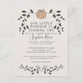 Onze kleine pompoen wordt een eerste verjaardag briefkaart (Voorkant)