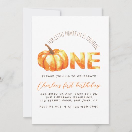 Onze kleine pompoen wordt een eerste verjaardag kaart (Voorkant)
