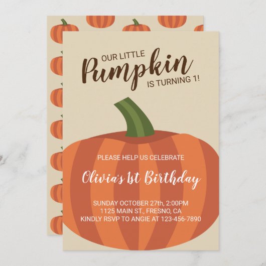 Onze kleine pompoen wordt een Herfst verjaardag Kaart (Voorkant / Achterkant)