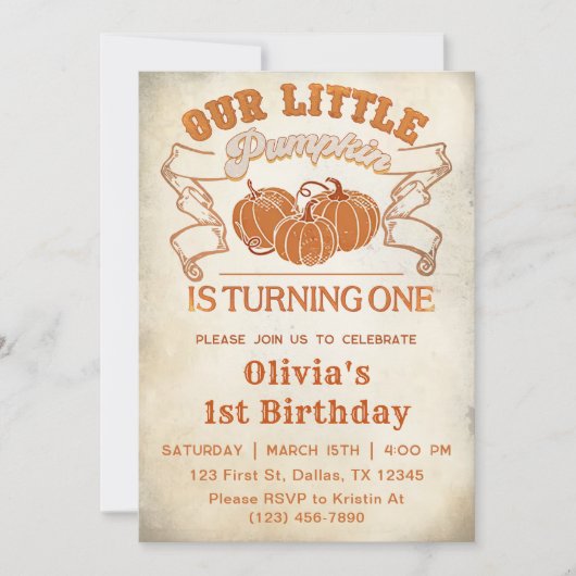 Onze Kleine Pompoen Wordt Eén Kaart (Voorkant)