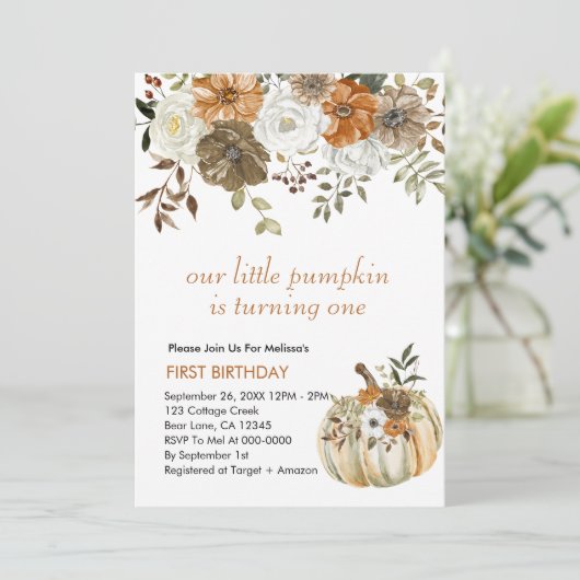 Onze kleine pompoen wordt een rustieke bruin kaart (Staand voorkant)