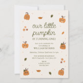Onze kleine pompoen wordt één verjaardag kaart (Voorkant)