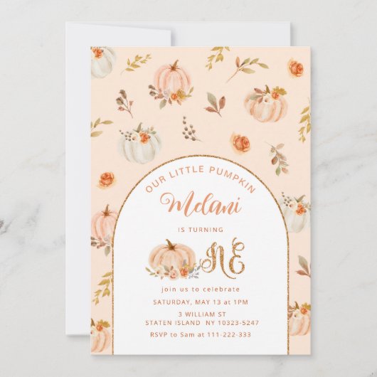 Onze kleine pompoen wordt een verjaardag kaart (Voorkant)