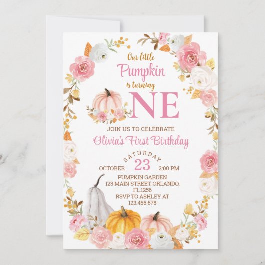 Onze kleine pompoen wordt één verjaardag kaart (Voorkant)