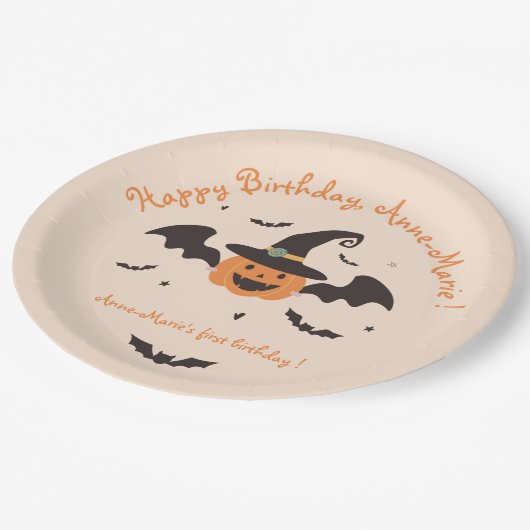 Onze kleine pompoen wordt één verjaardag papieren bordje (Gekanteld)