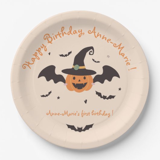 Onze kleine pompoen wordt één verjaardag papieren bordje (Voorkant)