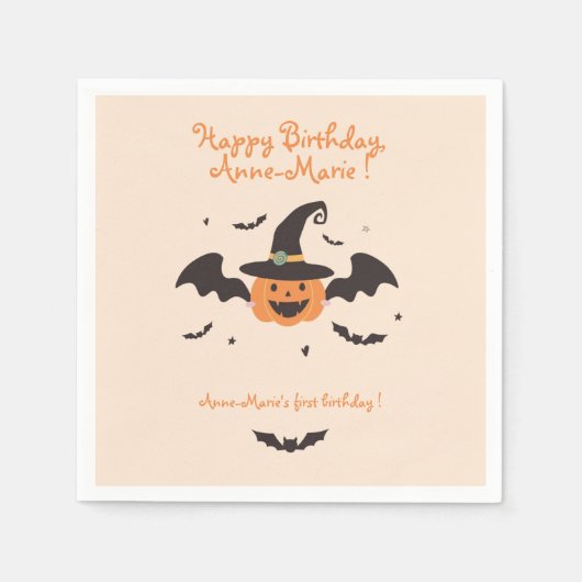 Onze kleine pompoen wordt één verjaardag servet (Voorkant)