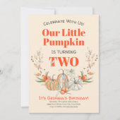 Onze kleine pompoen wordt twee verjaardagsfeestjes kaart (Voorkant)