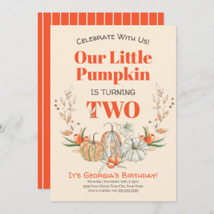 Onze kleine pompoen wordt twee verjaardagsfeestjes kaart