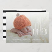 Onze kleine pompoen zachte witte geboorte aankondi aankondiging (Voorkant / Achterkant)