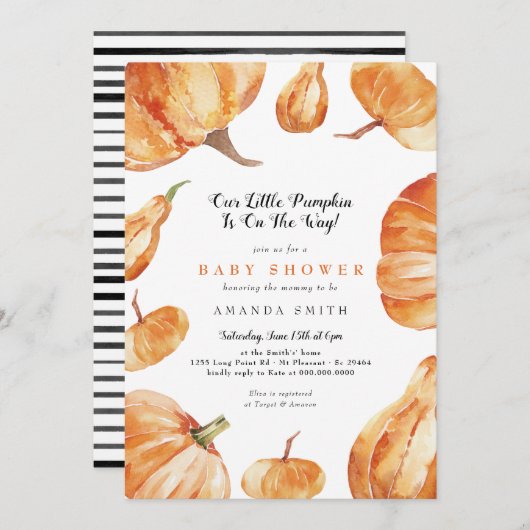 Onze kleine pompoen zijn onderweg naar het Baby sh Kaart (Voorkant / Achterkant)