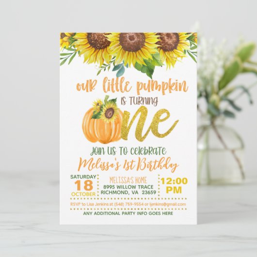 Onze Kleine Pompoen (Zonnebloem) wordt EEN Kaart (Staand voorkant)