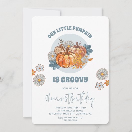 Onze kleine pompoenblauw Daisy 1e verjaardag Kaart (Voorkant)