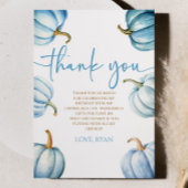 Onze kleine pompoenblauw wit Herfst verjaardagsfee Bedankkaart