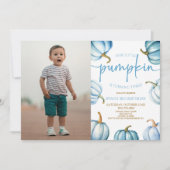 Onze kleine pompoenblauw wit Herfst verjaardagsfee Kaart (Voorkant)