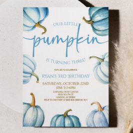 Onze kleine pompoenblauw wit Herfst verjaardagsfee Kaart