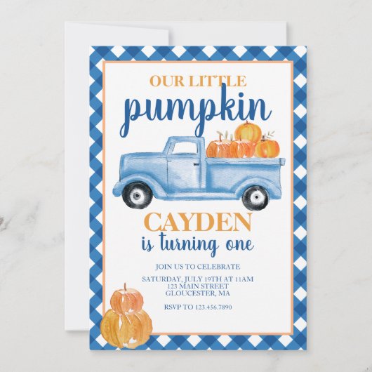 Onze kleine pompoenblauwe Herfst Birthday Kaart (Voorkant)