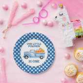 Onze kleine pompoenblauwe truck eerste verjaardag papieren bordje (Feest)