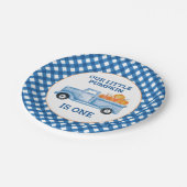 Onze kleine pompoenblauwe truck eerste verjaardag papieren bordje (Gekanteld)