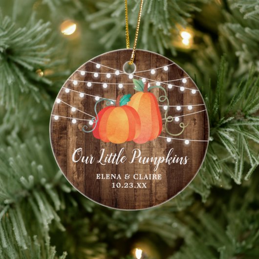 Onze kleine pompoenen gaven een persoonlijke najaa keramisch ornament (Boom)