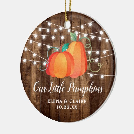 Onze kleine pompoenen gaven een persoonlijke najaa keramisch ornament (Links)