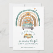 Onze kleine pompoenen regenboogtweens geboorte aankondiging (Voorkant)