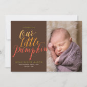 Onze kleine pompoengeboorte koninklijke aankondigi aankondiging (Voorkant)