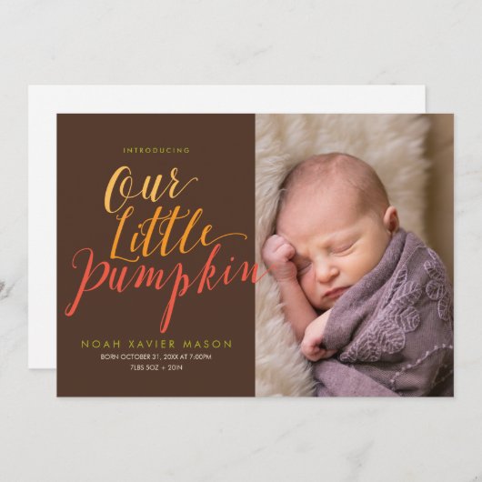 Onze kleine pompoengeboorte koninklijke aankondigi aankondiging (Voorkant / Achterkant)
