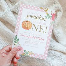 Onze kleine pompoengoud en bloemen eerste verjaard