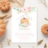 Onze kleine pompoengoud en bloemen eerste verjaard kaart