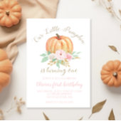 Onze kleine pompoengoud en bloemen eerste verjaard kaart