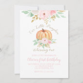 Onze kleine pompoengoud en bloemen eerste verjaard kaart (Voorkant)