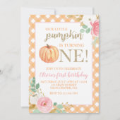 Onze kleine pompoengoud en bloemen eerste verjaard kaart (Voorkant)