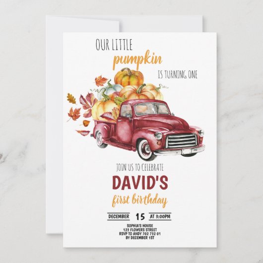 Onze kleine pompoenjongen 1 de Birthday Herfst Tru Kaart (Voorkant)