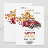 Onze kleine pompoenjongen 1 de Birthday Herfst Tru Kaart (Voorkant / Achterkant)