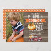 Onze kleine pompoenjongen's eerste verjaardagsuitn kaart (Voorkant / Achterkant)