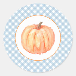 Onze kleine pompoenpasta blauw vleid eerste verjaa ronde sticker