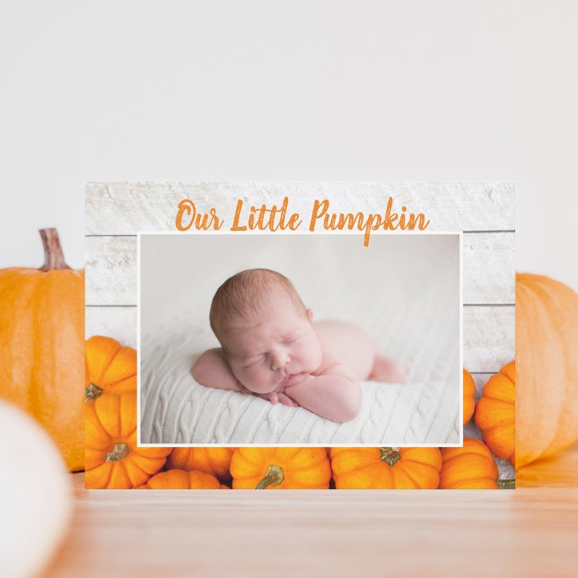 Onze kleine pompoenThanksgiving Newborn-fotokaart (Creator heeft geüpload)
