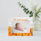 Onze kleine pompoThanksgiving Newborn Foto Briefkaart (Staand voorkant)