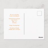Onze kleine pompoThanksgiving Newborn Foto Briefkaart (Achterkant)