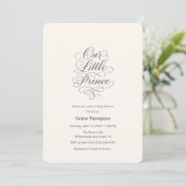 Onze Kleine Prins Baby Crème Witte Minimal Script Kaart (Staand voorkant)