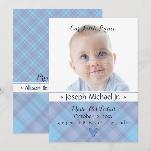 Onze kleine prins Baby Jongen Aankondiging (Voorkant / Achterkant)