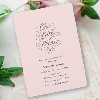 Onze Kleine Prins Roze Minimaal Script Baby Shower Kaart