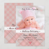 Onze kleine prinses Baby Girl geboorteaankondiging Aankondiging (Voorkant / Achterkant)