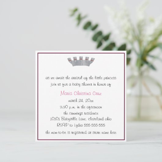 Onze kleine prinses Baby shower uitnodiging (Staand voorkant)