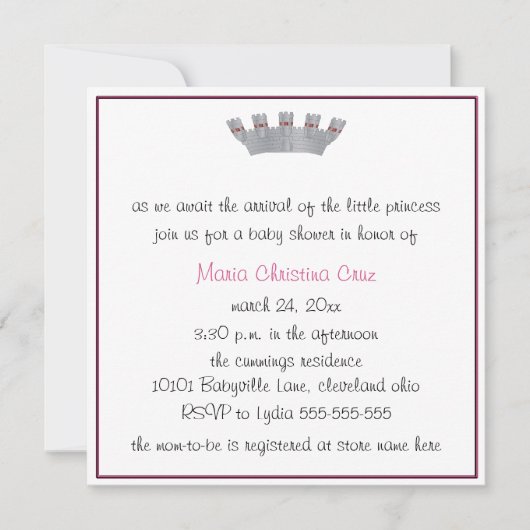 Onze kleine prinses Baby shower uitnodiging (Voorkant)